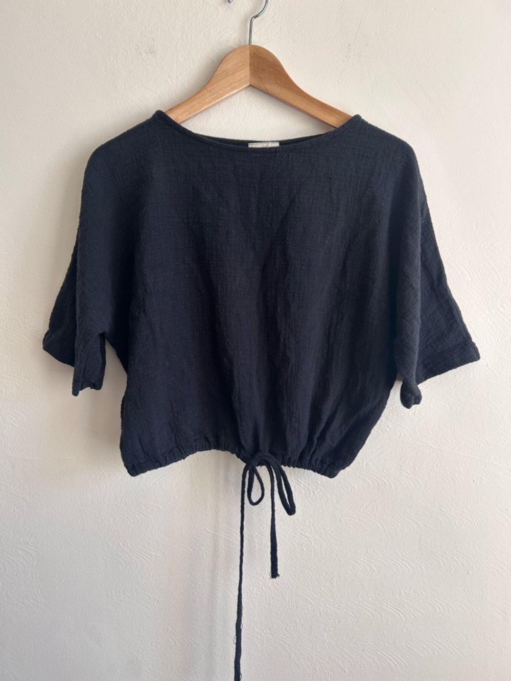 Curator Cotton Gauze Cropped Top - Breezy Boxy Black (S)